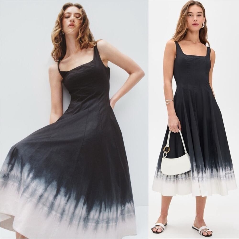 NEW STAUD wells mini dress in onyx tie dye